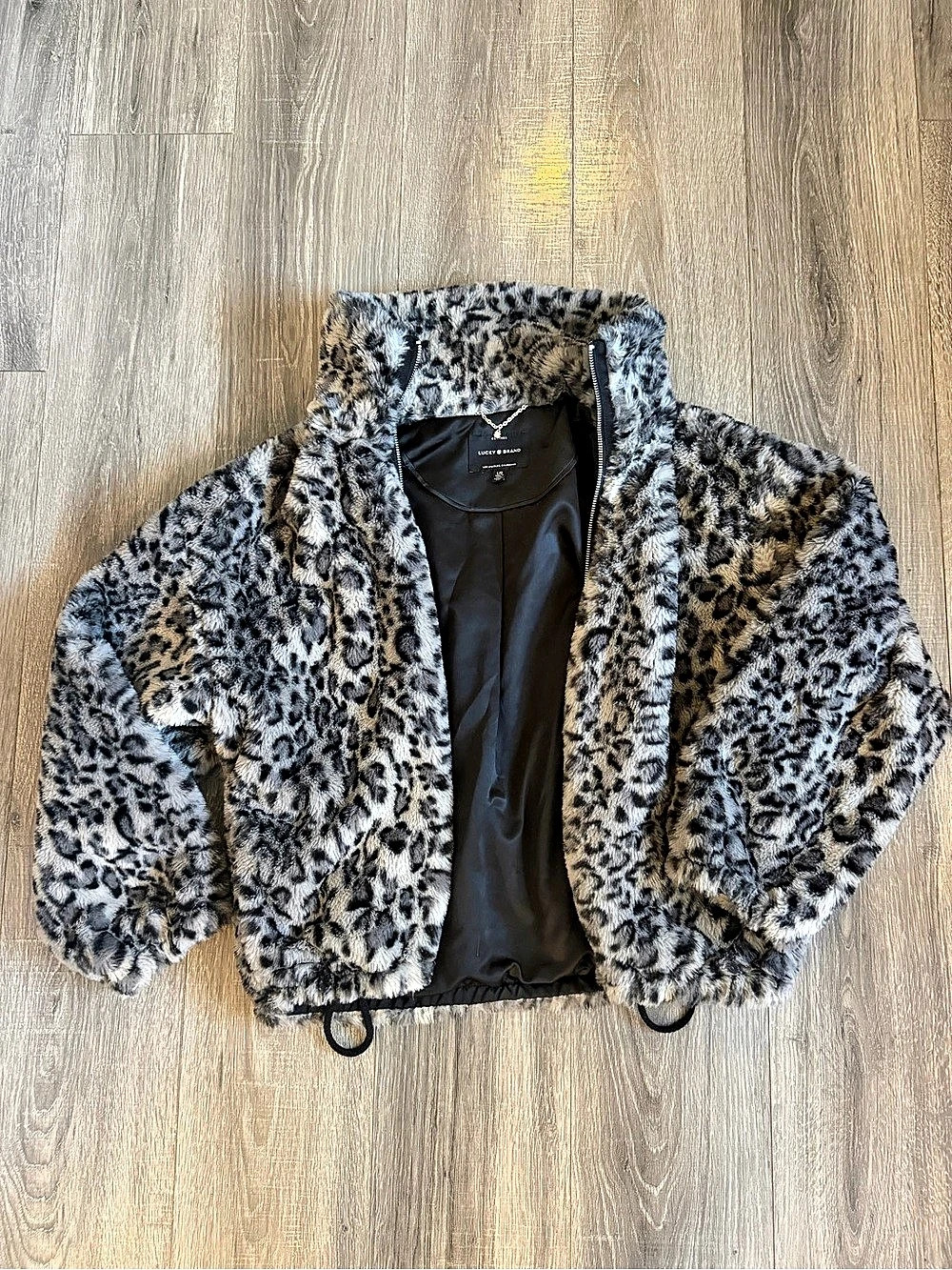Lucky Brand Leopard Print Teddy Jacket